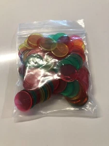 Multicolor 100 Bingo Counting Chips Safe Durable Versatile Markers Transparent - Picture 1 of 4