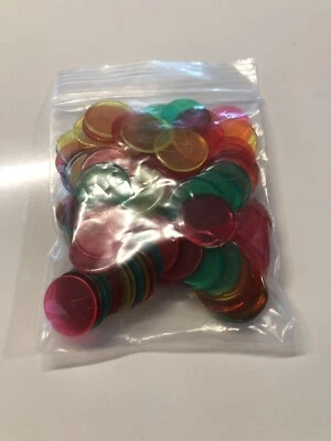 Multicolor 100 Bingo Counting Chips Safe Durable Versatile Markers Transparent - Image 1 of 4