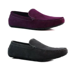 Zasel Zenon Mens Suede Leather Casual Plain Boat Deck Loafers Shoes - Picture 1 of 8