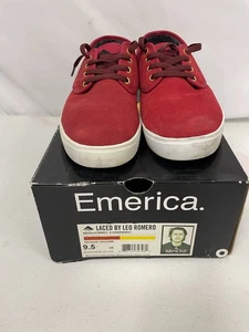 Emerica By Leo Romero Laced Low Top Skateboard Shoes Red Rouge Men's 9.5 w/ Box - Picture 1 of 11