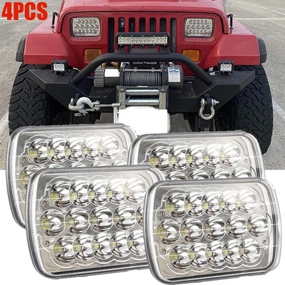 Faro LED 5x7 7x6 pulgadas haz alto/bajo cuadrado DRL para camioneta Wrangler YJ XJ 4 PIEZAS Foto 1 de 4