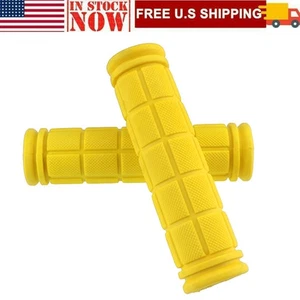 1 Pair Yellow Scooter Bicycle Anti-Slip Soft Rubber Handlebar Hand Grips New - Picture 1 of 13