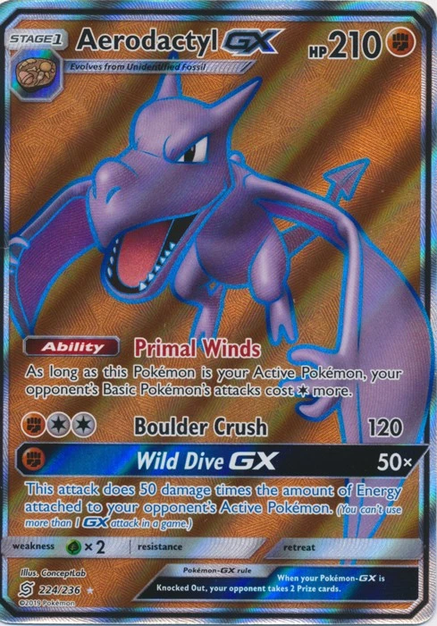 Aerodactyl GX - 224/236 - Full Art Ultra Rare NM, English Pokemon Unified Minds - Image 1 of 1