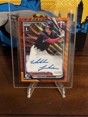 2024 Walker Jenkins 1st Bowman Chrome Auto Orange Wave /25 Twins - Image 1 of 4