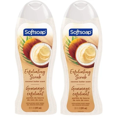2 упаковки мягкое мыло отшелушивающее для тела кокосовое масло, 20 жидких унций - Изображение 1 из 3