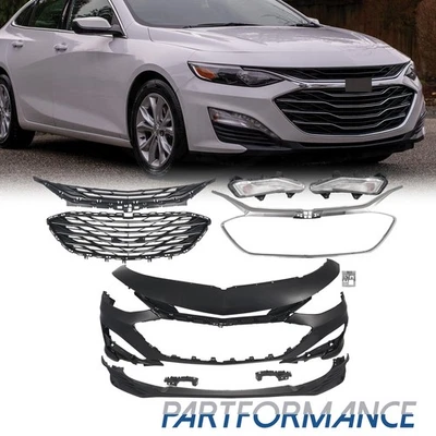Fit 2019-2024 Chevrolet Chevy Malibu Front Bumper Cover Grille Fog Light Set Kit — 第 1/4 张图片