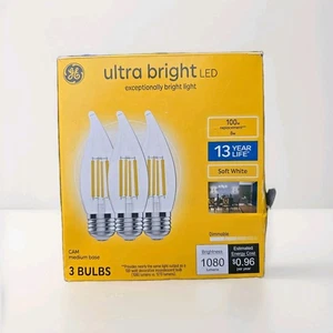 GE Ultra Bright LED Light Bulbs 100W Soft White Candle Light Bulb 3 Pack - Picture 1 of 1