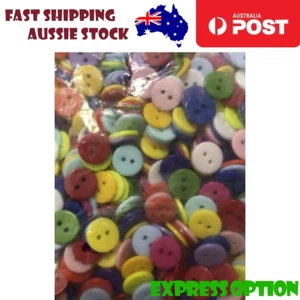 100x 11mm-13mm Mixed Buttons Round Resin 2 Holes Sewing DIY - Picture 1 of 4