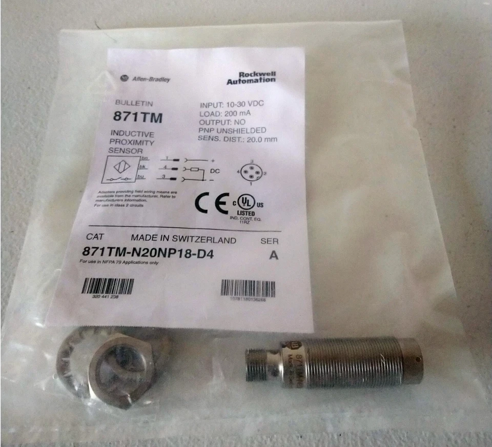 Allen Bradley 18 mm Barrel Inductive Proximity Sensor (871TM-N20NP18-D4) - Image 1 of 2