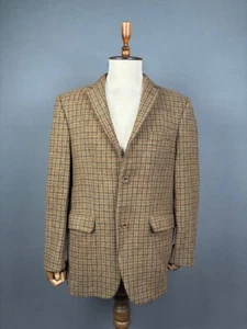 Harris Tweed Blazer Jacket Wool XL Brown Check - Picture 1 of 8