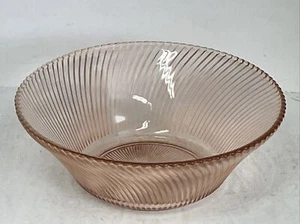 Federal Glass DIANA Pink Swirl Ribbed 9" Vegetable Serving Bowl - Picture 1 of 4