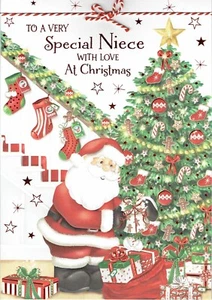 NIECE LARGE CHRISTMAS CARD Quality Card Santa Design - Picture 1 of 4