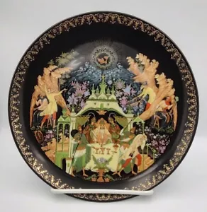 Russian Fairytales "Fisherman and the Fish" Palekh Plate by N. Lopatin - 1989 - Picture 1 of 4