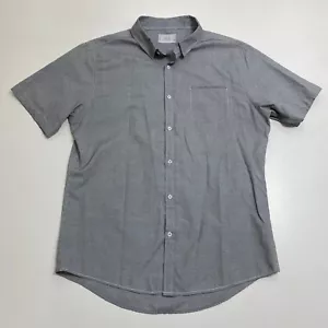 Level Ten Button Front Shirt Mens XL Gray Short Sleeve Cotton Blend Pocket - Picture 1 of 11