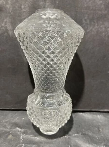 Vintage 5 1/2” Tall Crystal Chandelier Pressed Glass Diamond Pattern Column, - Picture 1 of 20