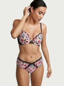 2pcVictoria's Secret VERY SEXY Purest Pink Floral Embroidery Push-Up Bra 36C+M/L