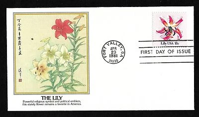 #1879 18c Flower Issue - The Lily - Fleetwood  FDC - Image 1 of 2