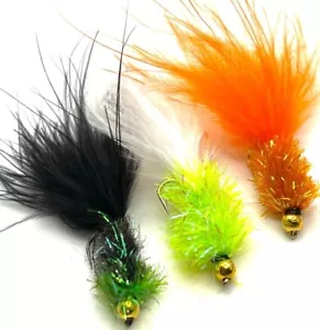 Trout Fly Fishing Flies ORANGE OR BLACK GOLD HEAD FRITZ WOTSITS Barbed/Barbless - Picture 1 of 1