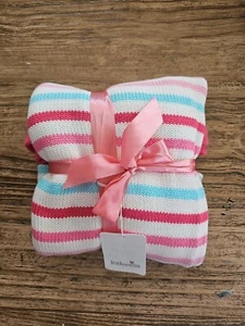 NEW Kaboosh Classic BLANKET Lady Bug Knit Blanket Pink Stripe Baby  - Picture 1 of 4