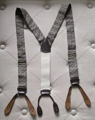 Tirantes de seda Trafalgar con tirantes de cuero en relieve de piel de serpiente - bronceado y marrón Foto 1 de 4