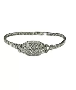 Platinum Round Brilliants Victorian Diamond Bracelet - Picture 1 of 4