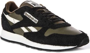 Entrenador Reebok de cuero con cordones de corte bajo vintage negro verde Reino Unido 6-11 - Imagen 1 de 6