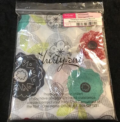 *NEW* Thirty One Timeless Memory Pouch Large Gift Bag -  “Organic Poppy” - Image 1 of 4