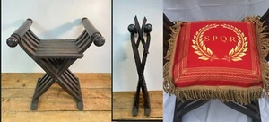 Antique Roman Savonarola folding camp chair French Napoleon Magistrate Curule - Picture 1 of 12