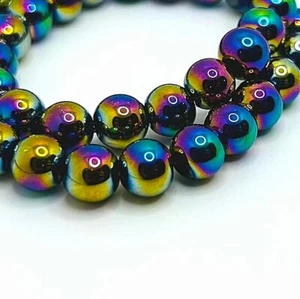 40 o 160 piezas a granel 8mm Rainbow Oil Slick Glass Beads-US Vendedor- MC936 - Imagen 1 de 2