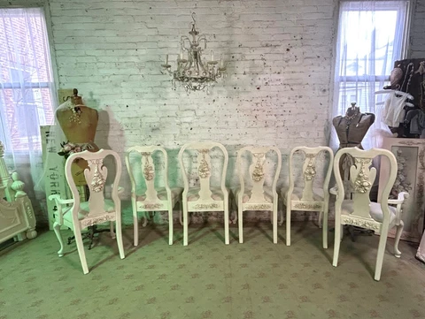 Vintage French Provincial Shabby Chic Mix and Match Dining Chairs Cover