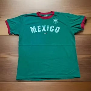 Vintage 90s Fifth Sun Mexico Soccer Futbol Football Team Ringer Shirt Size Large - Picture 1 of 9