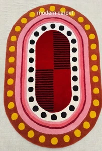 Oval Shape Rugs Rich Look Handmade 100% Woolen Hand Tufted For Home Decoration - Picture 1 of 9