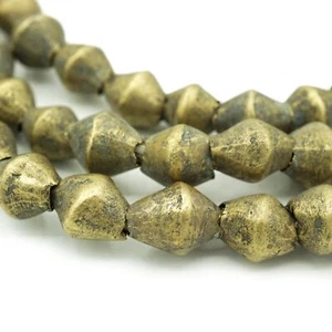 Old Brass Handmade Bicone Ethiopian Beads (9-10mm) Large African (1710F029) - Picture 1 of 7