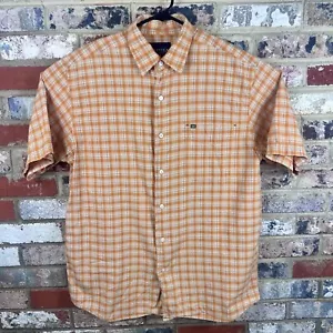Vintage Y2K Nautica Button Up Dress Shirt Preppy Orange Striped SS Men's Medium - Picture 1 of 5
