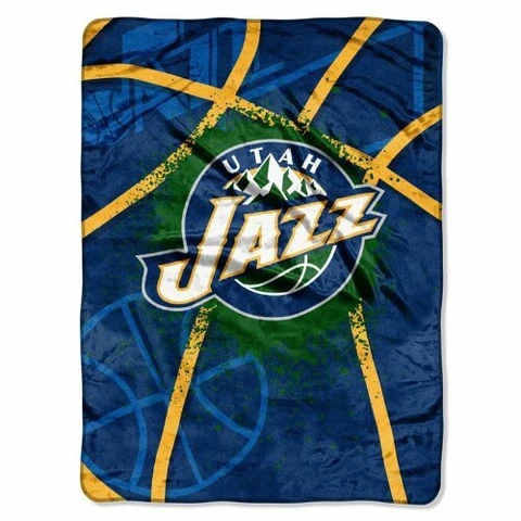 Utah Jazz Royal Plush Raschel NBA 803 Shadow Series Blanket 60" x 80" Cover