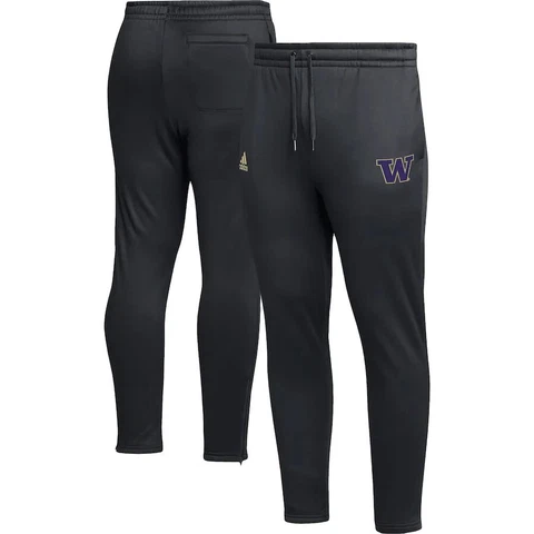 Men's adidas Black Washington Huskies AEROREADY Tapered Pants Cover