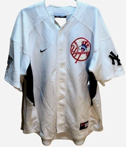 New York Yankees MLB Vintage 90s Nike Team Logo Sewn White Baseball Jersey L - Bild 1 von 2