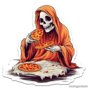 Death Eating Pizza, Vinyl Decal Sticker, Indoor Outdoor, 3 Sizes, #12612 - Picture 1 of 1