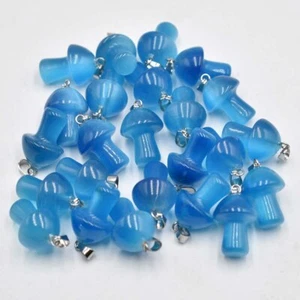 Dijes colgantes de setas curativas de piedra ojo de gato azul 20 piezas para hacer joyas - Imagen 1 de 2