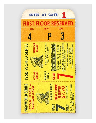 Pittsburgh Pirates 1960 World Series Ticket Stub - poster print Cover