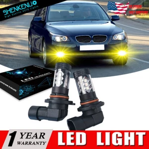 For BMW E60 525i 530i M5 Alpina B7 80W 9006 LED Fog Lights Golden Yellow Bulbs - Picture 1 of 12
