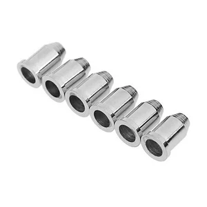 6x Telecaster Chrome Guitar String Through Body Ferrule 1/4" String Ferrules - Picture 1 of 6
