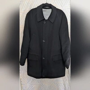 Barneys NY Sz Small Reg Wool Cashmere Black Over Coat Short Jacket Pockets Lined - Picture 1 of 13