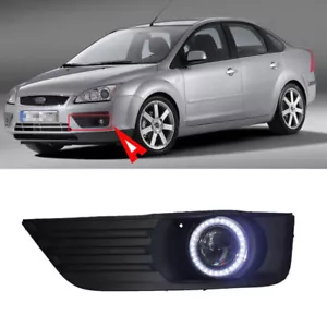 Pair Fog Light ASSY+COB Angel Eye Bumper Cover Lens DRL p For Ford Focus 2005-06 - Foto 1 di 5
