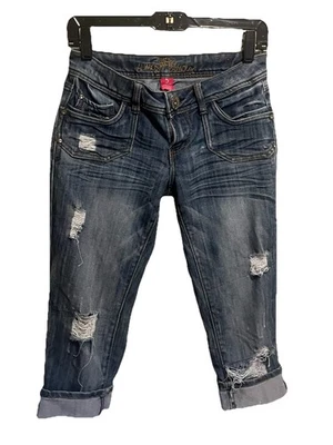 Pantalones de mezclilla Almost Famous Y2K azul desgastado boyfriend talla 5 Foto 1 de 4