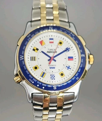 Vintage Timex Indiglo Quartz Watch Flags Of The World Bidirectional Bezel + Hack - Image 1 of 4