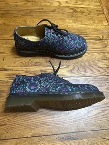 Scarpe Oxford Uomo Dr. Martens 1461 Jacquard Floreale Nero Viola Blu Taglia 8 Nuove - Foto 1 di 10