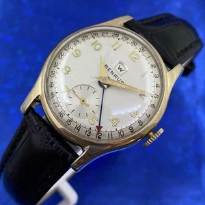 Vintage 1950’s Man’s BENRUS Date Pointer Stunning Silver Dial Serviced WARRANTY - Picture 1 of 10