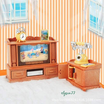 1:12 Scale Modern Vintage Dollhouse Miniature TV Cabinet Television Plastic - Image 1 of 3
