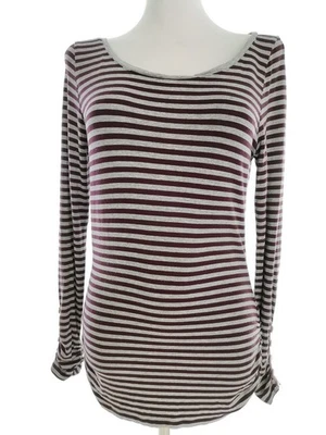 💚 MINT VELVET Womens Blouse Stripes Purple Long Sleeve Viscose 12/14 (40) 💚 - Image 1 of 4